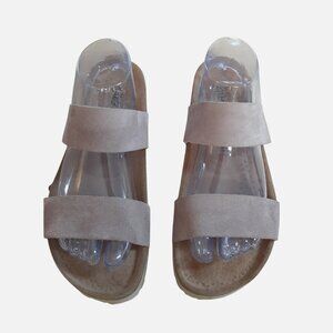 BioStep Comfort Flat Slide Sandals Womens Size 9 Lt Mauve Suede Two Strap